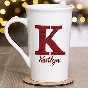 Christmas Sweater Monogram Personalized Latte Mug 16 oz.- White - 28440-U