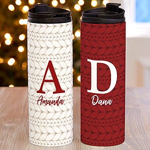 Christmas Sweater Monogram Personalized 16 oz. Travel Tumbler - 28442