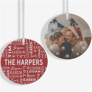 Red  White Family Christmas Personalized Ornament- 3.75 Matte - 2 Sided - 28444-2L