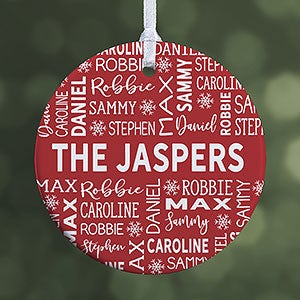 Red  White Family Christmas Personalized Ornament- 2.85 Glossy - 1 Sided - 28444-1S