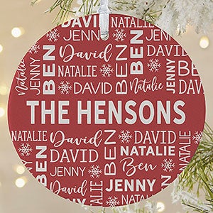 Red  White Family Christmas Personalized Ornament- 3.75 Matte - 1 Sided - 28444-1L