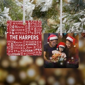 Red & White Family Christmas Personalized Ornament - 2 Sided Metal - 28444-2M