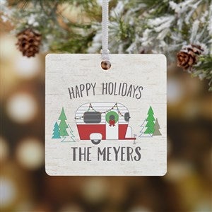 Christmas Camper Personalized Square Photo Ornament- 2.75 Metal - 1 Sided - 28446-1M