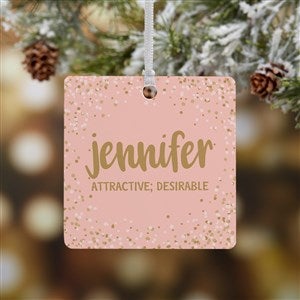 Sparkling Name Meaning Personalized Square Photo 1 Sided Ornament - 28451-1M