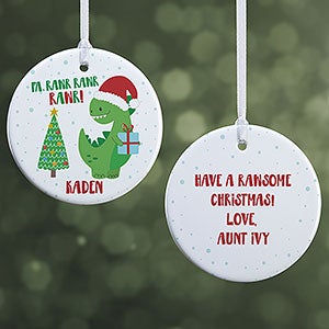 Dino Christmas Personalized Ornament - 2 Sided Glossy - 28452-2S
