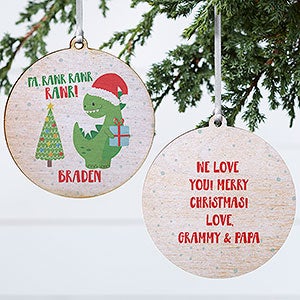 Dino Christmas Personalized Ornament - 2 Sided Wood - 28452-2W