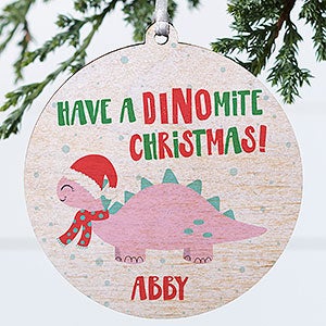 Dino Christmas Personalized Ornament - 1 Sided Wood - 28452-1W