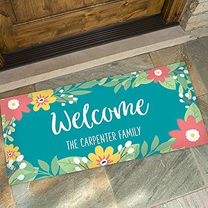 Summer Florals Oversized Personalized Doormat 24x48 - 28455-O
