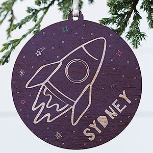 Rocket Ship Personalized Ornament - 1 Sided Wood - 28458-1W