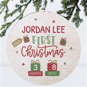 Babys First Christmas Age Personalized Ornament - 1 Sided Wood - 28460-1W