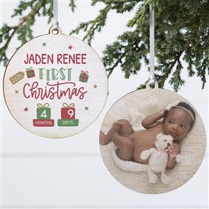 Babys First Christmas Age Personalized Ornament - 2 Sided Wood - 28460-2W