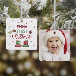 Babys First Christmas Age Personalized Ornament - 2 Sided Metal - 28460-2M