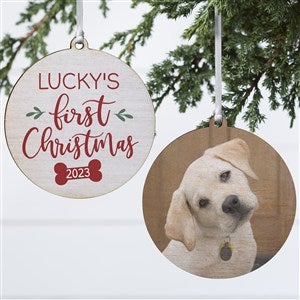 Dogs 1st Christmas Personalized Ornament- 3.75 Wood - 2 Sided - 28464-2W