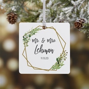 Geo Prism Wedding Personalized Square Photo Ornament- 2.75 Metal - 1 Sided - 28465-1M