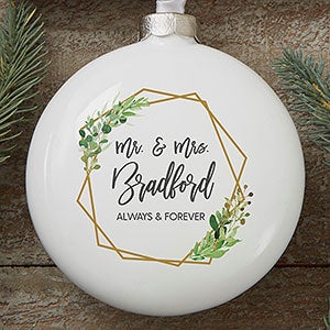 Geo Prism Wedding Personalized Ornament - 1 Sided 3D Disc - 28465-D