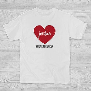 Scripty Heart Personalized Valentines Day Hanes Kids T-Shirt - 28472-YCT