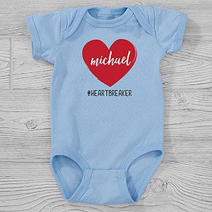 Scripty Heart Personalized Valentines Day Baby Bodysuit - 28478-CBB