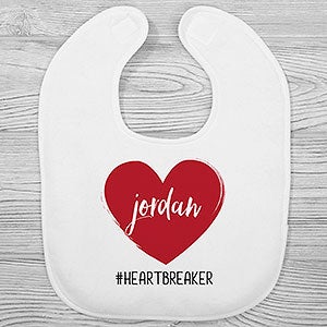 Scripty Heart Personalized Valentines Day Baby Bib - 28479-B