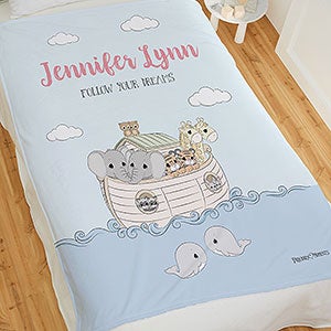 Precious Moments® Noahs Ark Personalized Baby Girl 50x60 Fleece Blanket - 28485-F