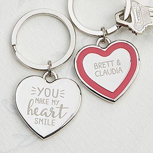 You Make My Heart Smile Personalized Heart Keyring - 28491