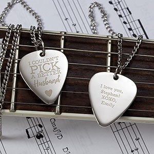 Couldnt Pick A Better Husband Personalized Silver Guitar Pick Pendant - 28494