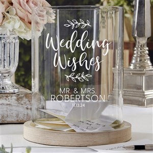 Wedding Wishes Personalized Hurricane with Whitewashed Wood Base - 28511