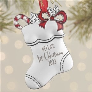 Babys 1st Christmas Personalized Silver Stocking Ornament - 28552