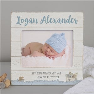 Precious Moments Noahs Ark Personalized Baby Boy Shiplap Frame 5x7 Horizontal - 28557-5x7H