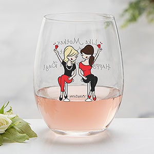 Best Mom and Daughter Stemless Wine Glass Set of 2- Wine Glasses