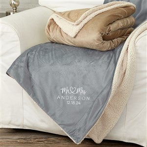 Infinite Love Wedding Embroidered 50x60 Grey Sherpa Blanket - 28707-GS