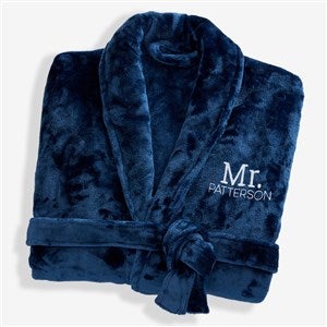 Mr. or Mrs. Embroidered Luxury Fleece Robe - Navy - 28709