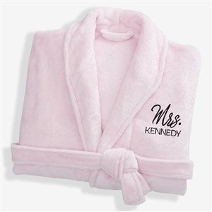 Mr. or Mrs. Embroidered Luxury Fleece Robe - Pink - 28709-P