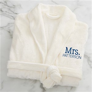 Mr. or Mrs. Embroidered Luxury Fleece Robe - Ivory - 28709-I