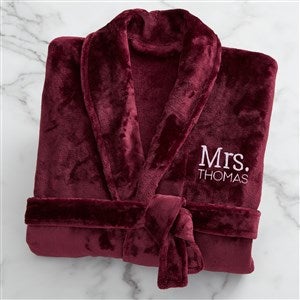 Mr. or Mrs. Embroidered Luxury Fleece Robe - Maroon - 28709-M
