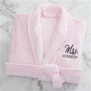 Mr. or Mrs. Embroidered Luxury Fleece Robe - Pink - 28709-P