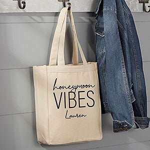 Honeymoon Vibes Personalized 14x10 Canvas Tote Bag - 28722-S