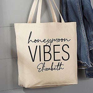 Honeymoon Vibes Personalized 20x15 Canvas Tote Bag - 28722