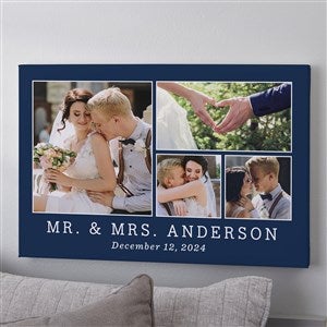 Wedding 4 Photo Collage Personalized Canvas Print - 24x36 - 28743-XL