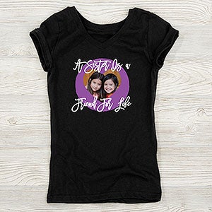 Photo Message Personalized Girls Fitted Tee - 28745-FT