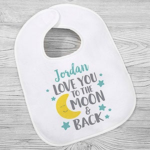 Love You To The Moon Personalized Baby Bib - 28790-B