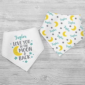 Love You To The Moon Personalized Bandana Bibs- Set of 2 - 28790-BB