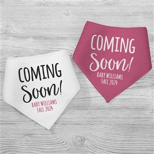 Coming Soon Pregnancy Announcement Personalized Bandana Bibs- Set of 2 - 28793-BB