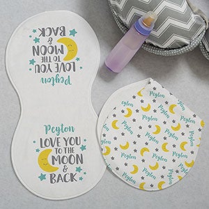 Love You To The Moon Personalized Burp Cloths - Set of 2 - 28806