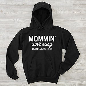Mommin Aint Easy Personalized Hanes Ladies Hooded Sweatshirt - 28820-BHS