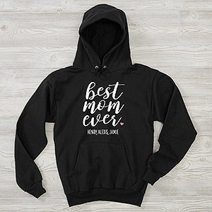 Best Mom Ever Personalized Hanes Adult Hooded Sweatshirt - 28823-BHS