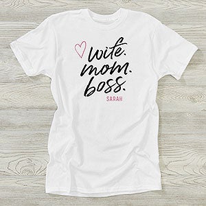 Wife, Mom, Boss Personalized Hanes Ladies T-Shirt - 28825-T