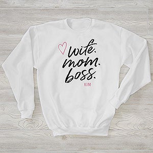 Wife, Mom, Boss Personalized Hanes Adult Crewneck Sweatshirt - 28826-WS
