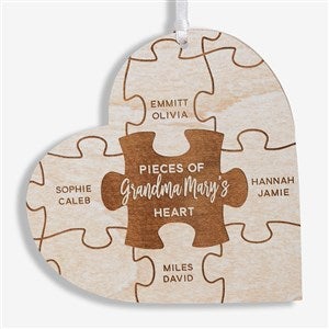 Pieces Of Her Heart Personalized Wood Ornament- Whitewash - 28833-W