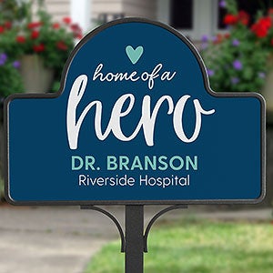 Home of a Hero Personalized Magnetic Garden Sign - 28981