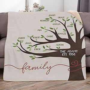 Our Family Tree Personalized 60x80 Sherpa Blanket - 28986-SL